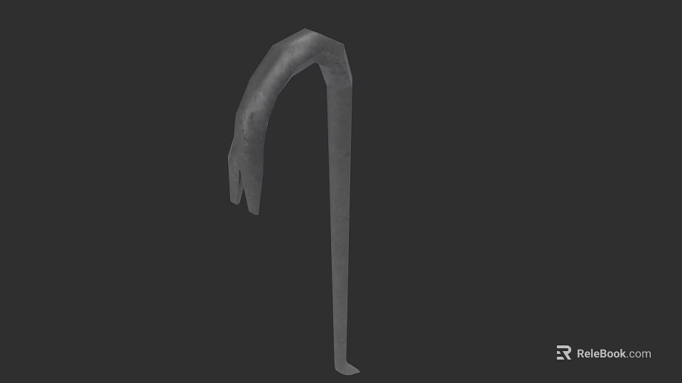 Ancient Sickle Weapon Design with Curved Blade and Long Metal Handle 3d model 