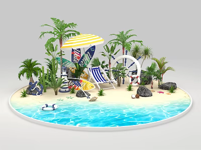 Mediterranean Meichen Seaside Beach Shopping Mall Point Meichen 3d model