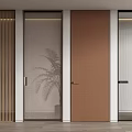 Elegant Modern Interior Swing Doors With Wooden Frames And Glass Panel Designs 3d model