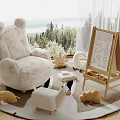 Bear Ear Armchair Cozy Nursery With Easel Stuffed Animals Round Rug Forest View Window