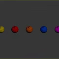 Colorful Basketballs Arranged In Row With Gray Background And Reflections