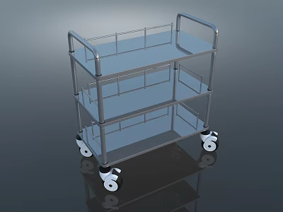 Metal Three Tier Utility Cart with Wheels for Medical Laboratory Use 3d model