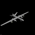 Large Commercial Airplane Top View With Four Engines And Long Wings On Dark Background