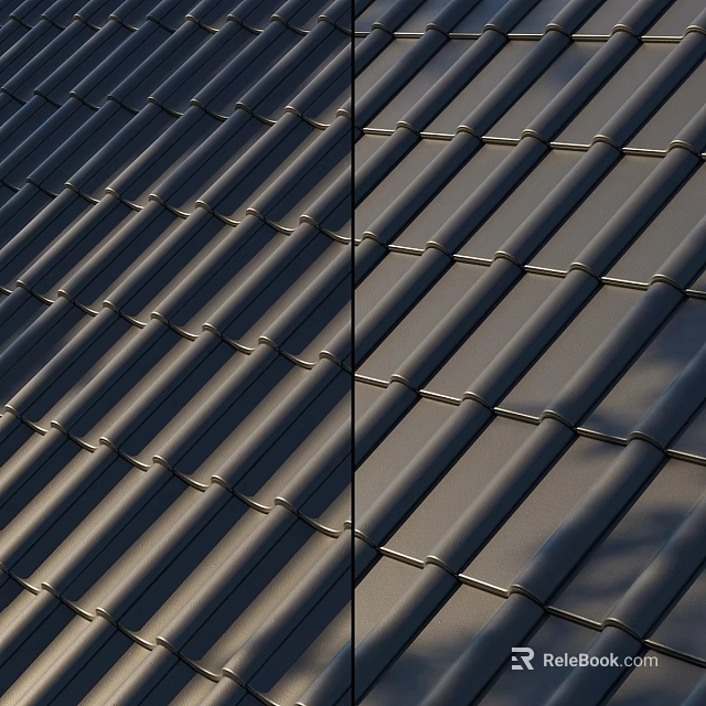 Dark Roof Tiles Neatly Arranged On Modern Roofing Structure 3d model 