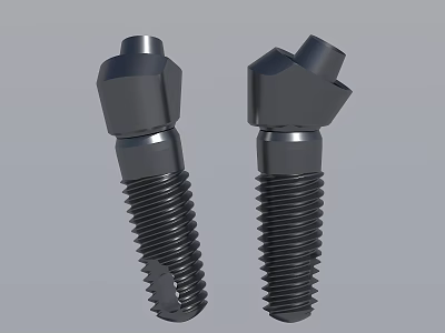Two Black Threaded Mechanical Screws with Hexagonal Heads and Industrial Design 3d model