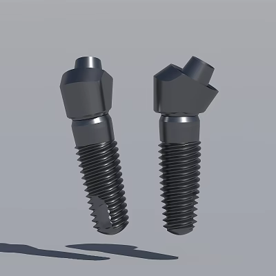 Two Black Threaded Mechanical Screws with Hexagonal Heads and Industrial Design 3d model Two Black Threaded Mechanical Screws with Hexagonal Heads and Industrial Design 3d model