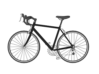 Black Road Bicycle With Drop Handlebar Slim Seat And Spoked Wheels 3d model