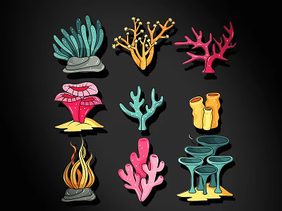 Colorful Coral Shaped Wall Decor With Various Vibrant Designs And Patterns 3d model