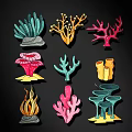 Colorful Coral Shaped Wall Decor With Various Vibrant Designs And Patterns 3d model