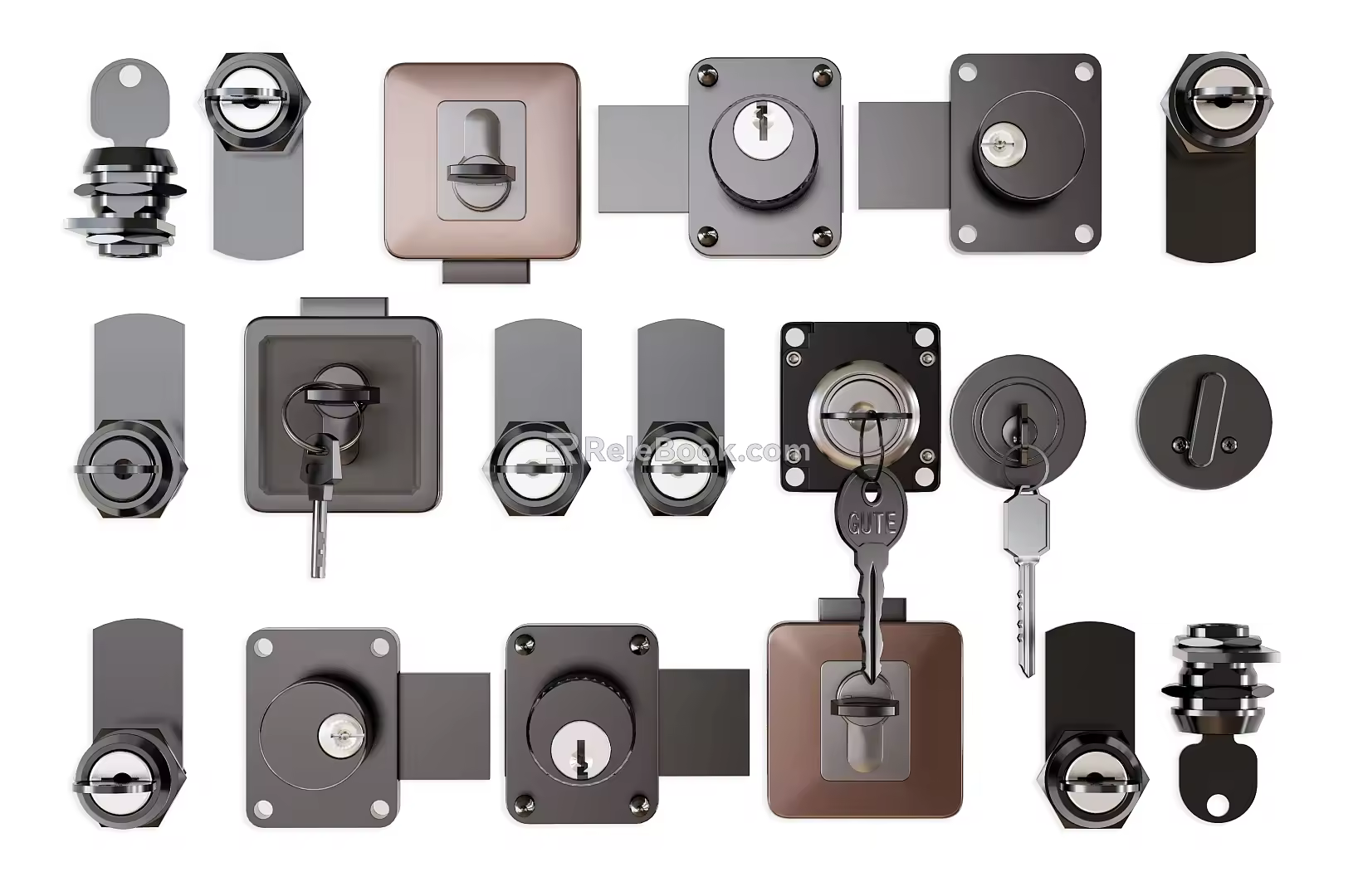 Modern lock key lock cylinder filing cabinet file cabinet lock iron lock hardware 3d model