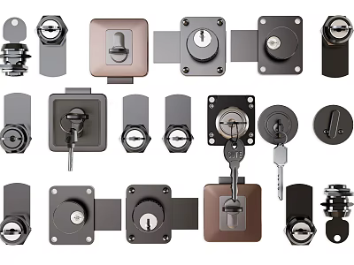 Assorted Hardware Tools Including Door Locks Cabinet Latches And Keys For Home And Industrial Use 3d model