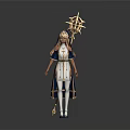 Fantasy Female Mage Character In Blue And White Outfit With Star Shaped Staff
