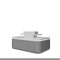 Modern Display Cabinet With White Countertop And Gray Storage Cabinet Tiered Design
