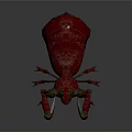 Red Metallic Ant Like Game Movie Character With Glowing Pink Eyes And Armored Body