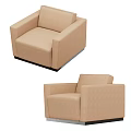 Modern Minimalist Beige Single Sofa With Upholstered Square Design Armrest And Dark Base 3d model