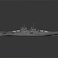 Classic Military Warship Naval Vessel With Main Turrets And Upper Deck Structure