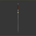 Decorative Fantasy Sword With Silver Blade Red Hilt Ornate Guard And Blue Runes