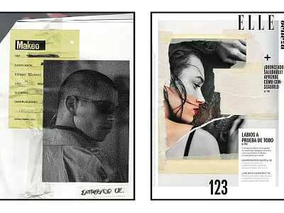 Black and White Portrait Paintings With Magazine Collage Male Female Figures 3d model