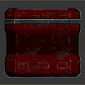 Futuristic Red And Black Tech Storage Container With Metallic Frame And Glowing Indicators