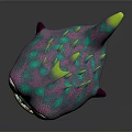 3D Rendered Vibrant Aquatic Creature With Large Green Eyes Sharp Teeth Purple Fins And Scales