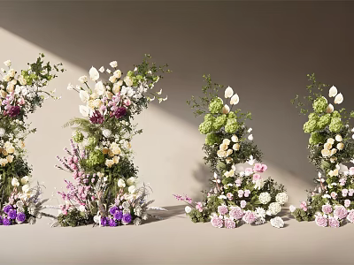 Elegant Floral Display With Colorful Blooms Greenery And Event Decoration 3d model