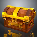Vintage Wooden Treasure Chest With Golden Metal Accents For Decorative Home Storage