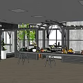 Modern Design Store Interior With Green Plants Display Shelves Tables And Decorations