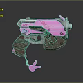 Pink And Gray Pistol With ROX Lettering Brown Grip And Rabbit Charm