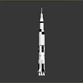 Space Exploration Rocket Model with White Black Design Multi Stage Booster and USA Flag 3d model