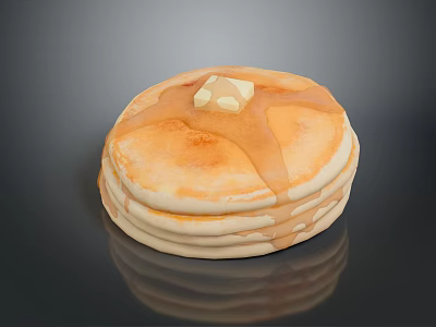 Delicious Stack of Fluffy Pancakes With Melted Butter and Syrup 3d model