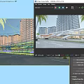 Modern Urban Commercial Complex with High-rise Buildings Street Pedestrians and Vehicles