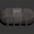 Large Weathered Metallic Container With Textured Surface And Support Legs Structure 3d model