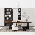 Study Bookcase Manager's Room Bookcase Bookshelf Desk Writing Desk Boss Desk Display Bookcase Book Ornaments 3d model