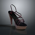 Women's High Heel Sandals With Crisscross Straps Block Heel And Woven Platform Sole
