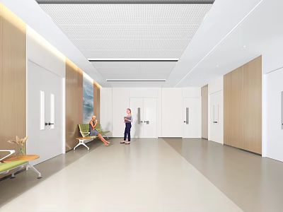 Modern Hospital Outpatient Clinic Waiting Area With Seating And Art 3d model
