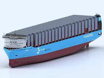 Maersk Container Ship Exterior With Blue Red Hull And Containers 3d model Maersk Container Ship Exterior With Blue Red Hull And Containers 3d model
