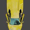 Yellow Lamborghini Diablo Sports Car With Scissor Doors Open Rear View