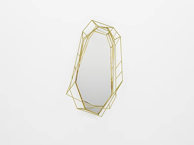 Modern Geometric Wall Decor with Golden Frame Mirror for Home Decoration 3d model