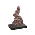 Unique Copper Landscape Sculpture With Grid Pattern Dots And Black Base
