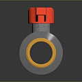 3D Rendered Ball Valve With Red Handle Silver Body And Yellow Threaded End