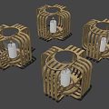 Modern Wooden Woven Structure Candle Lamp For Home Decorative Interior Design