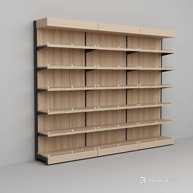 Modern Wooden Shelving Unit With Multiple Layers For Display And Storage 3d model