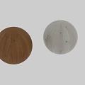 Two Tone Wooden Sphere Component With Left Brown And Right White Wood Grain Background