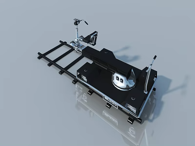 Swing Door Mechanical Structure With Metal Frame And Black Platform Components 3d model