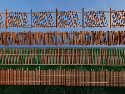 Various Wooden Fence Designs With Different Patterns For Outdoor Garden Decoration 3d model
