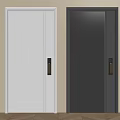 Modern Security Doors White And Dark Gray With Radial Pattern Electronic Lock And Metal Handle