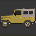 Yellow Vintage Jeep with Soft Top Classic Design and Off Road Wheels