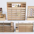 Wooden Display Shelves With Multi Tiered Design For Retail Store Merchandise