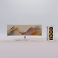 Curved Monitor Desktop PC Setup With Keyboard Mouse Wavy Pattern And White Case