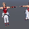 Game and Movie Character With Red Black Vest White Pants Wrist Guards And Light Hair